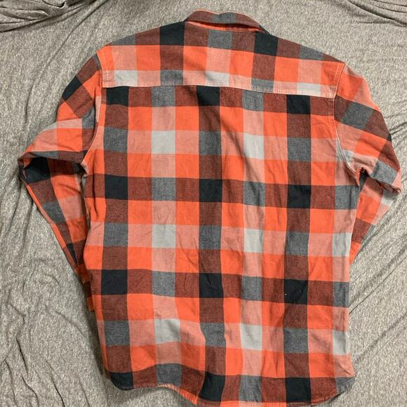 Work n Sport Mens Orange Thick Plaid Super Brawny Work Shirt Flannel LARGE - Picture 4 of 8